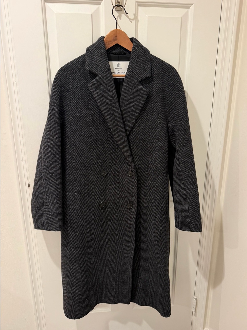 The Slouch™ Coat - Soft Wool Cashmere Size 2XS Short in Gray Herringbone